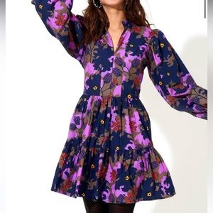 Oliphant purple grape and abstract floral dress